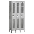 thumbnail image 1 of 12" Wide Single Tier Vented Metal Locker - 3 Wide - 6 Feet High - 12 Inches Deep - Gray - Assembled, 1 of 3