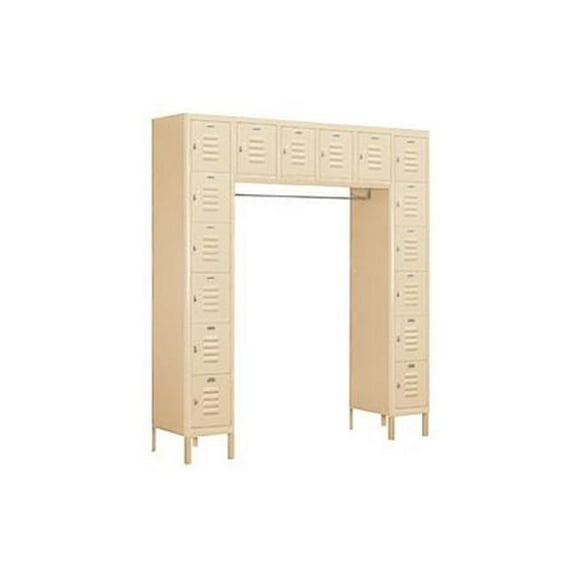 12" Wide Six Tier Box Style Bridge Standard Metal Locker - 16 Box - 18 Inches Deep - Tan - Assembled