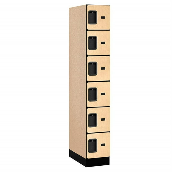 12" Wide Six Tier Box Style Designer Wood Locker - 1 Wide - 6 Feet High - 21 Inches Deep - Maple