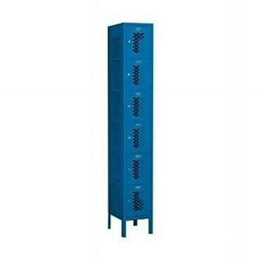12" Wide Six Tier Box Style Vented Metal Locker - 1 Wide - 6 Feet High - 15 Inches Deep - Blue - Unassembled