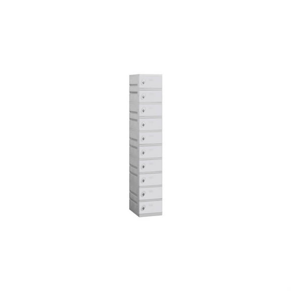 Salsbury Industries 90168GY-U Plastic Locker - Ten Tier - 1 Wide - 73 Inches High - 18 Inches Deep - Gray - Unassembled