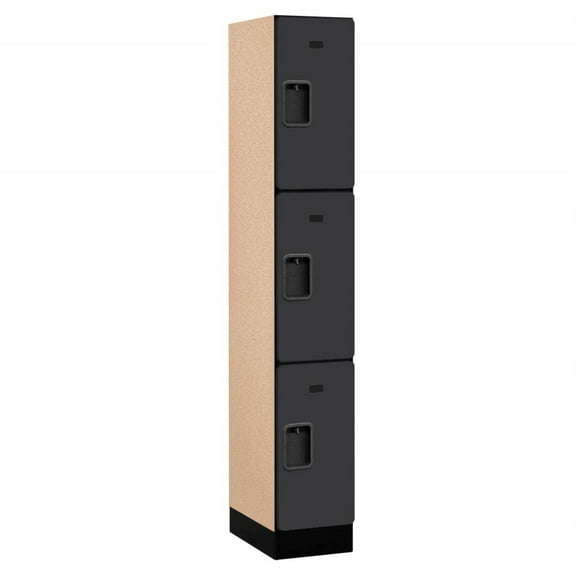 12" Wide Triple Tier Designer Wood Locker - 1 Wide - 6 Feet High - 18 Inches Deep - Black