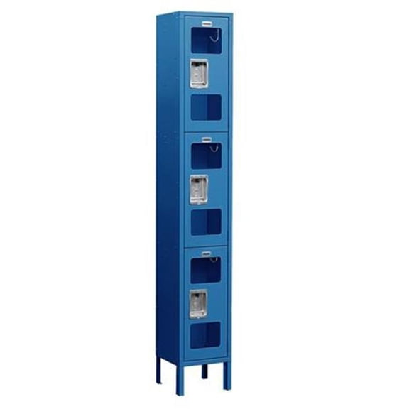 Salsbury Industries S-63165BL-U 6 ft. H x 15 in. D See-Through Metal Locker - Triple Tier - 1 Wide - Unassembled - Blue