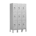 thumbnail image 1 of 12" Wide Triple Tier Standard Metal Locker - 3 Wide - 5 Feet High - 12 Inches Deep - Gray - Assembled, 1 of 4