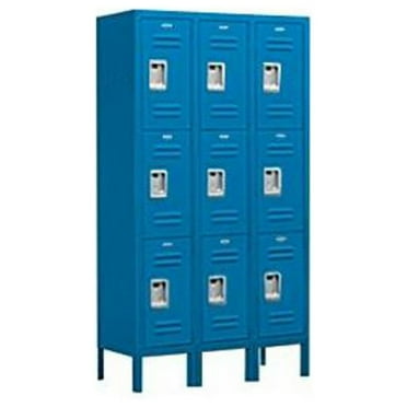 12" Wide Triple Tier Standard Metal Locker - 3 Wide - 5 Feet High - 15 Inches Deep - Blue - Unassembled