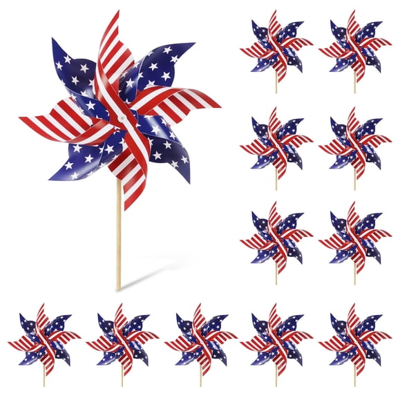 12 Wind Spinners Outdoor American Flag Patriotic Pinwheels Windmill/Pin Wheel