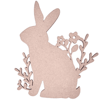 12" Wood Bunny Cutout | 1/4" Birch Wood Bunny w/ Vines and Flowers | Easter Craft Cutouts | Wooden Rabbit Crafts