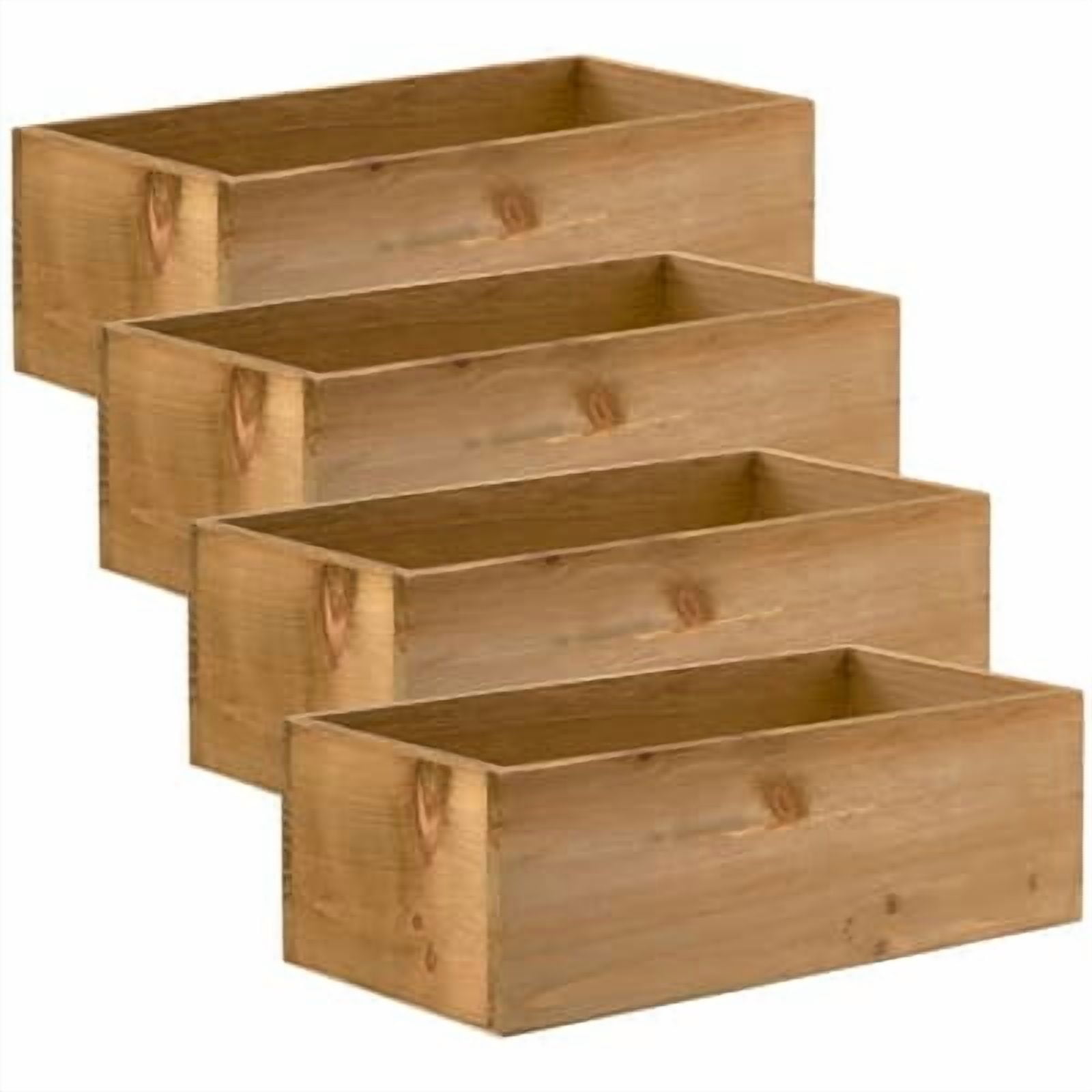 12 Wood Pallet Bin by Make Market - Rustic Crate Boxes for Storage - Decorative Display - Arts & Crafts - Made of 100% Wood - Bulk 4 Pack