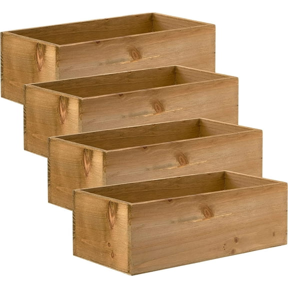 12 Wood Pallet Bin by Make Market - Rustic Crate Boxes for Storage, Decorative Display, Arts & Crafts, Made of 100% Wood - Bulk 4 Pack