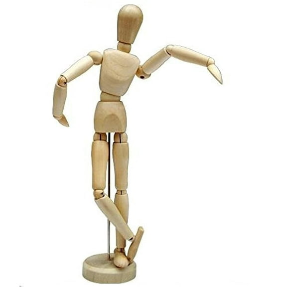 12" Wooden Artist Manikin Articulated Human Figure for Drawing Practice, Studio Decoration, Desk Toy, Beige