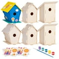 thumbnail image 1 of Neliblu DIY 12 Wooden Bird House Kits - Creative Arts and Crafts Set for Kids and Adults - Unfinished Wood Birdhouses with Paint Strips, Brushes, Stickers and Strings - 3 Unique Shapes, 2 Sizes, 1 of 8