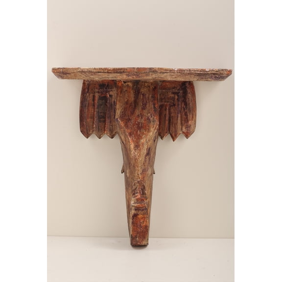 12" Wooden Elephant Head Wall Mount Bracket | Handmade Art | Made in India