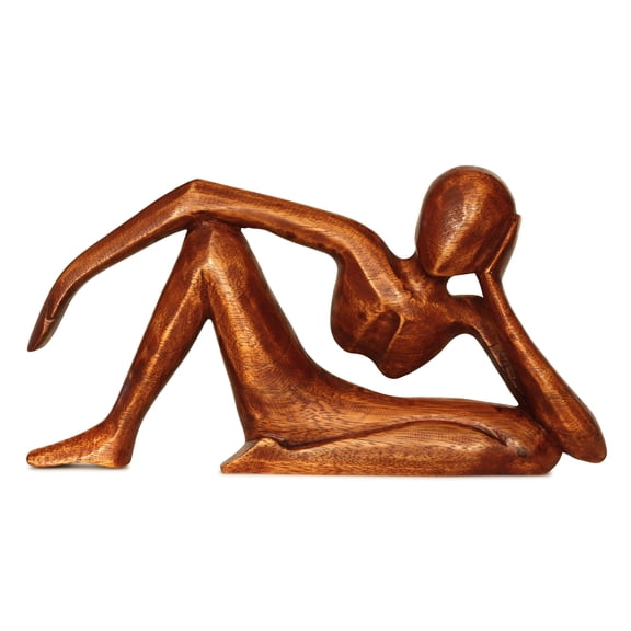 12" Wooden Handmade Abstract Sculpture Handcrafted "Relaxing Man" Home Decor Decorative Figurine Accent Decoration Hand Carved Statue