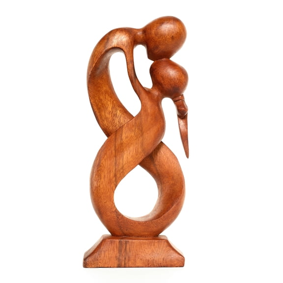 12" Wooden Handmade Abstract Sculpture Statue Handcrafted "Always Yours" Gift Art Decorative Home Decor Figurine Accent Decoration Artwork Hand Carved