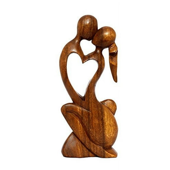12" Wooden Handmade Abstract Sculpture Statue Handcrafted - Endless Love - Gift Art Decorative Home Decor Figurine Accent Decoration Artwork Handcarved Endless Love