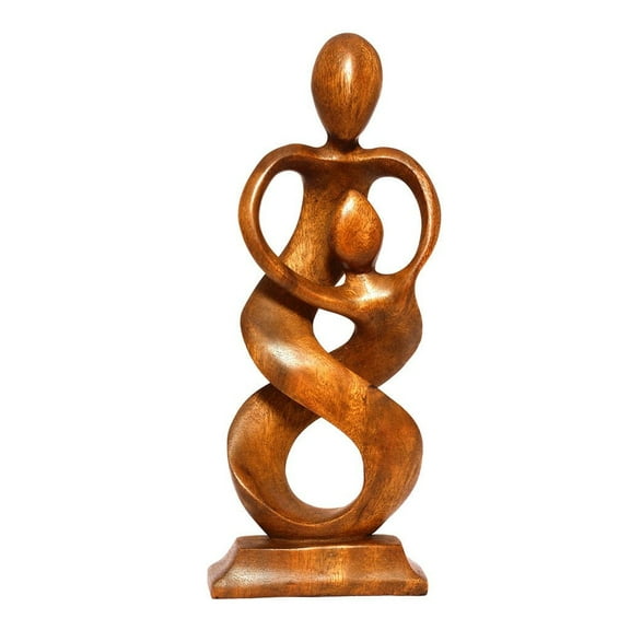 12" Wooden Handmade Abstract Sculpture Statue Handcrafted "Entwined Spirits" Gift Art Decorative Home Decor Figurine Accent Decoration Hand Carved
