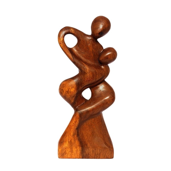 12" Wooden Handmade Abstract Sculpture Statue Handcrafted "Forever Mine" Gift Art Decorative Home Decor Figurine Accent Decoration Artwork Hand Carved