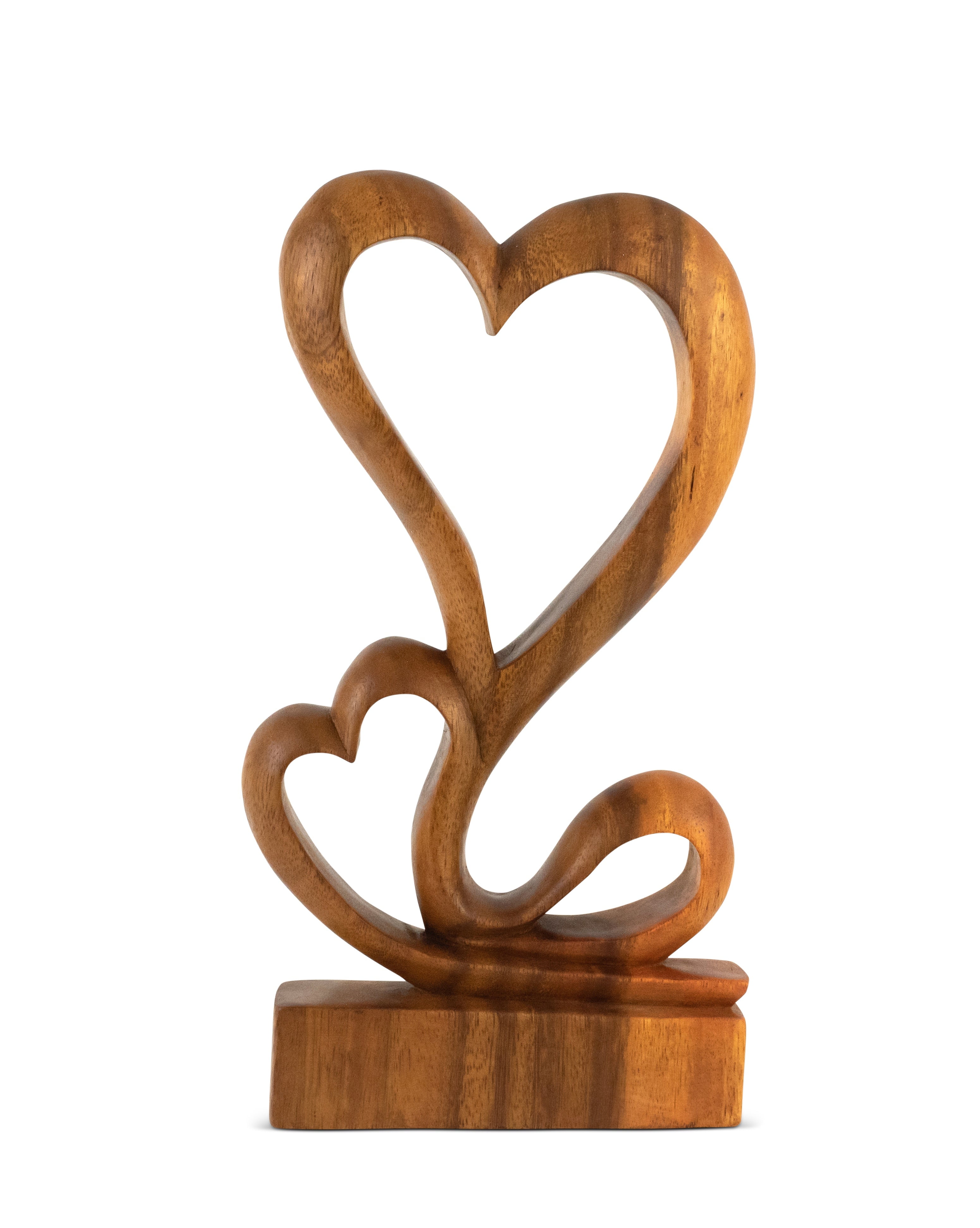 Handcrafted Suar Wood Heart Sculpture for Valentine's Day