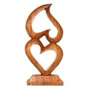 12" Wooden Handmade Abstract Sculpture Statue Handcrafted "Two Hearts, One Love" Gift Art Home Decor Figurine Accent Decoration Artwork Hand Carved