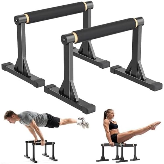 12" Wooden Parallel Bar and Dip Bar with Non-Slip Handles, Rock-Free Fitness Equipment for Handstands, L-Sits, Gymnastics and Strength Training for Home Gym, 600lbs Capacity$$Sport & Recreation Other