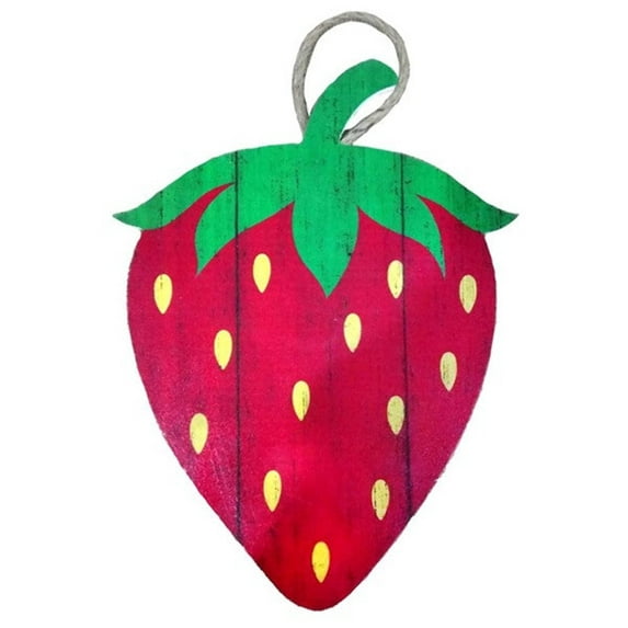 Craig Bachman 12" Wooden Sign: Strawberry Shape: Summer Spring Strawberry Wreath Accent Sign MS1526