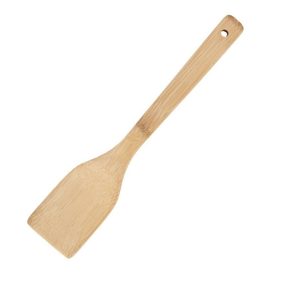 12" Wooden Spatula - Curved Heat-Resistant Head for Effortless Scooping, Scraping & Cooking. Natural Wood Handle
