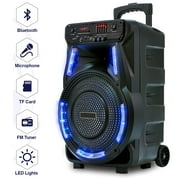 12 Woofer Heavy Bass Bluetooth Speaker Portable Party PA Sound System Mic LED FM AUX Handle Wheels