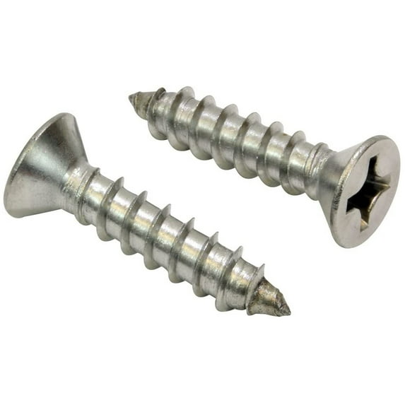#12 X 1-1/4'' Stainless Flat Head Phillips Wood Screw, (25 pc), 18-8 (304) Stainless Steel Screws by