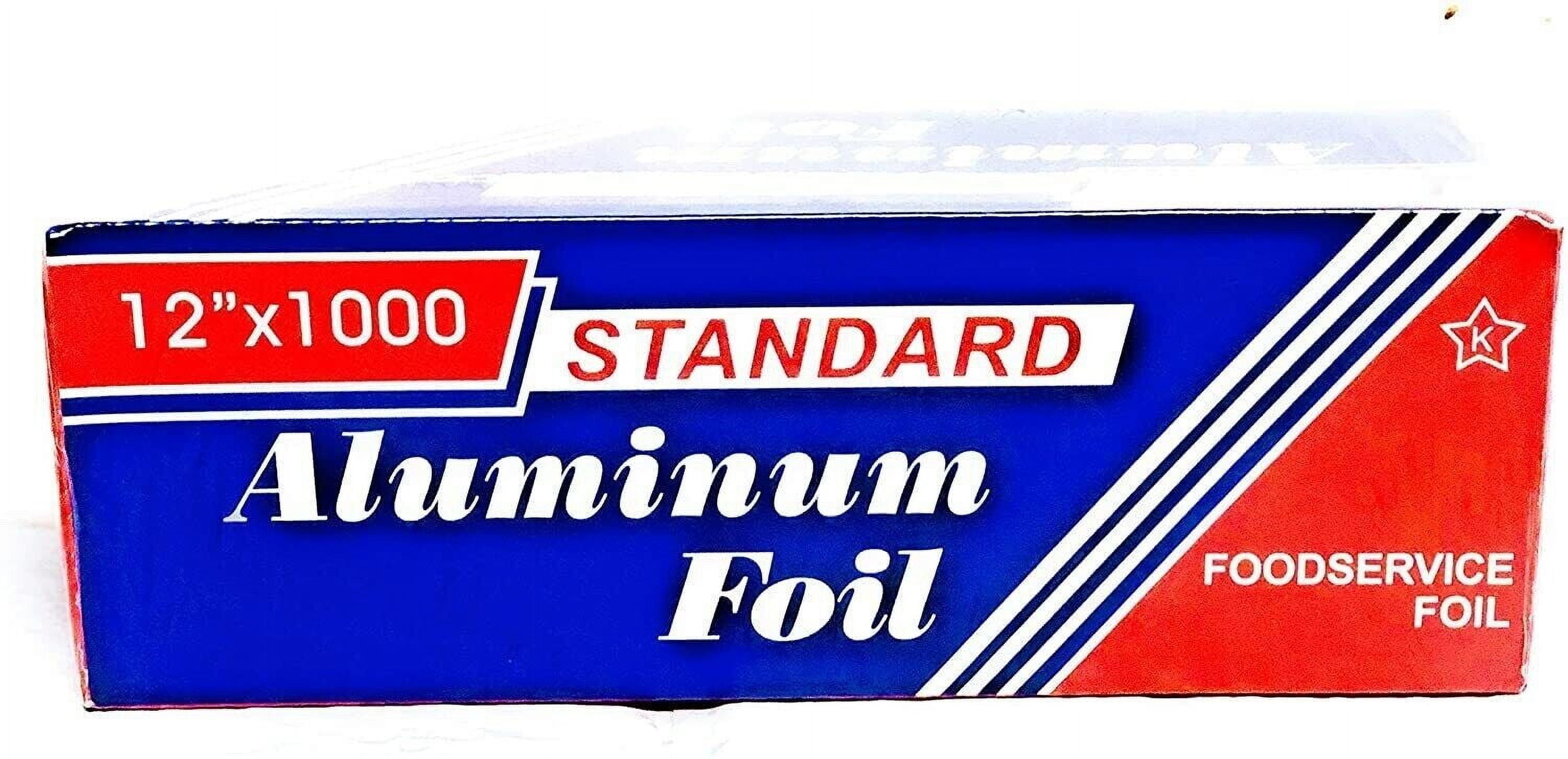 12” X 1000’ ft (Standard) Aluminum Foil Roll wrap with cutter dispenser - Kitchen use, Silver