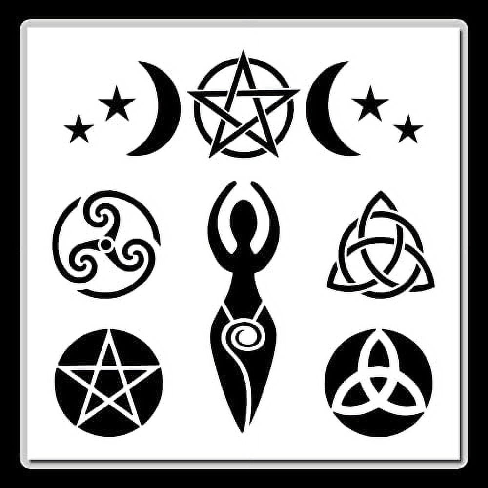 12 X 12 Inch 6 In 1 Wiccan Witch Symbols Stencil Spiral Goddess 12-x-12-inch-6-in-1-wiccan-witch-symbols-stencil-spiral-goddess