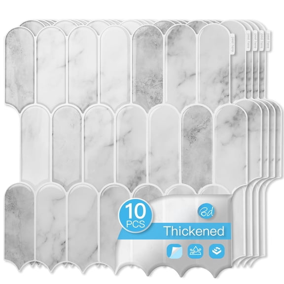 12 X 12 Inch Heavy-duty Peel And Stick Backsplash Self-adhesive Wall Tiles For Kitchen Bathroom Decor 10-pack Gray Marble