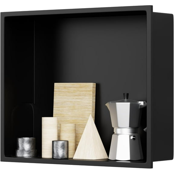 12" X 14" Stainless Steel Shower Niche Insert Tile Ready, Niche for Shower Wall, Recessed Shelf No Tile Needed for Bathroom Storage, Matte Black