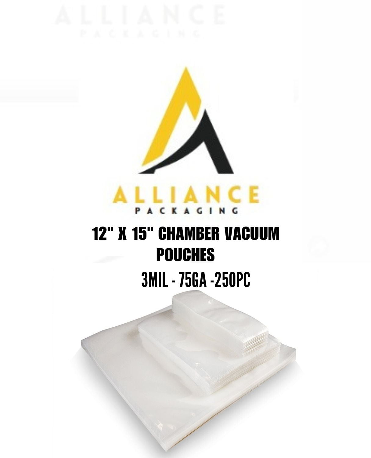 12" X 15" Chamber Vacuum Pouches, Sealer Bags 3mil, Thicknes 250pc Per Case
