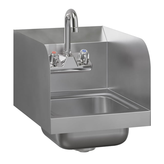 12 X 16 Wall Mounted Hand Sink with Gooseneck Faucet and Side Splash