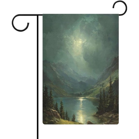 12 X 18 In Garden Flag A Lake Illuminated by Moonlight Print Garden Flag,Double Sided Outside Vertical Holiday Yard