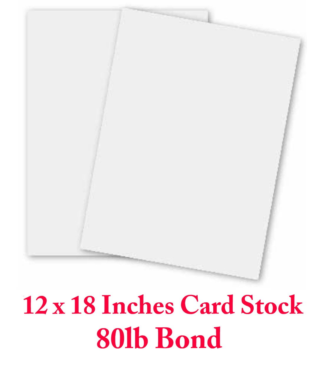 12 X 18 Inches White Card Stock - 80 Lb. Cover Smooth (218gsm) - 50 Sheets