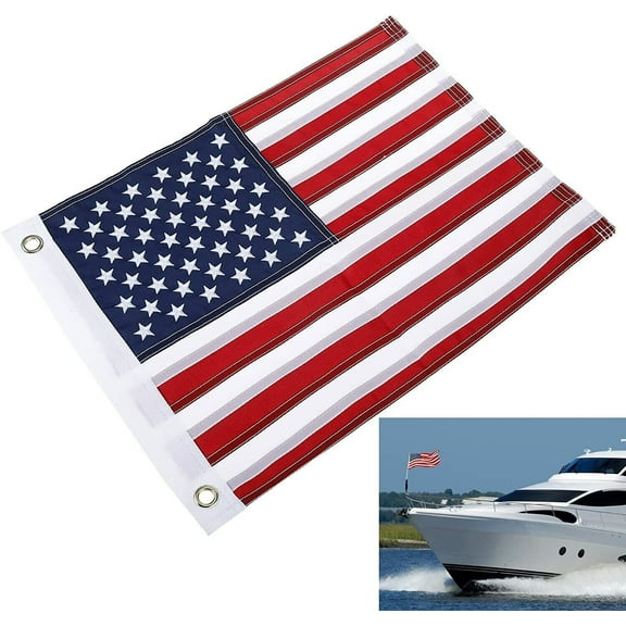 12" X 18" USA American Flag Heavy Duty Nylon for Yacht Boat Car Banner Truck