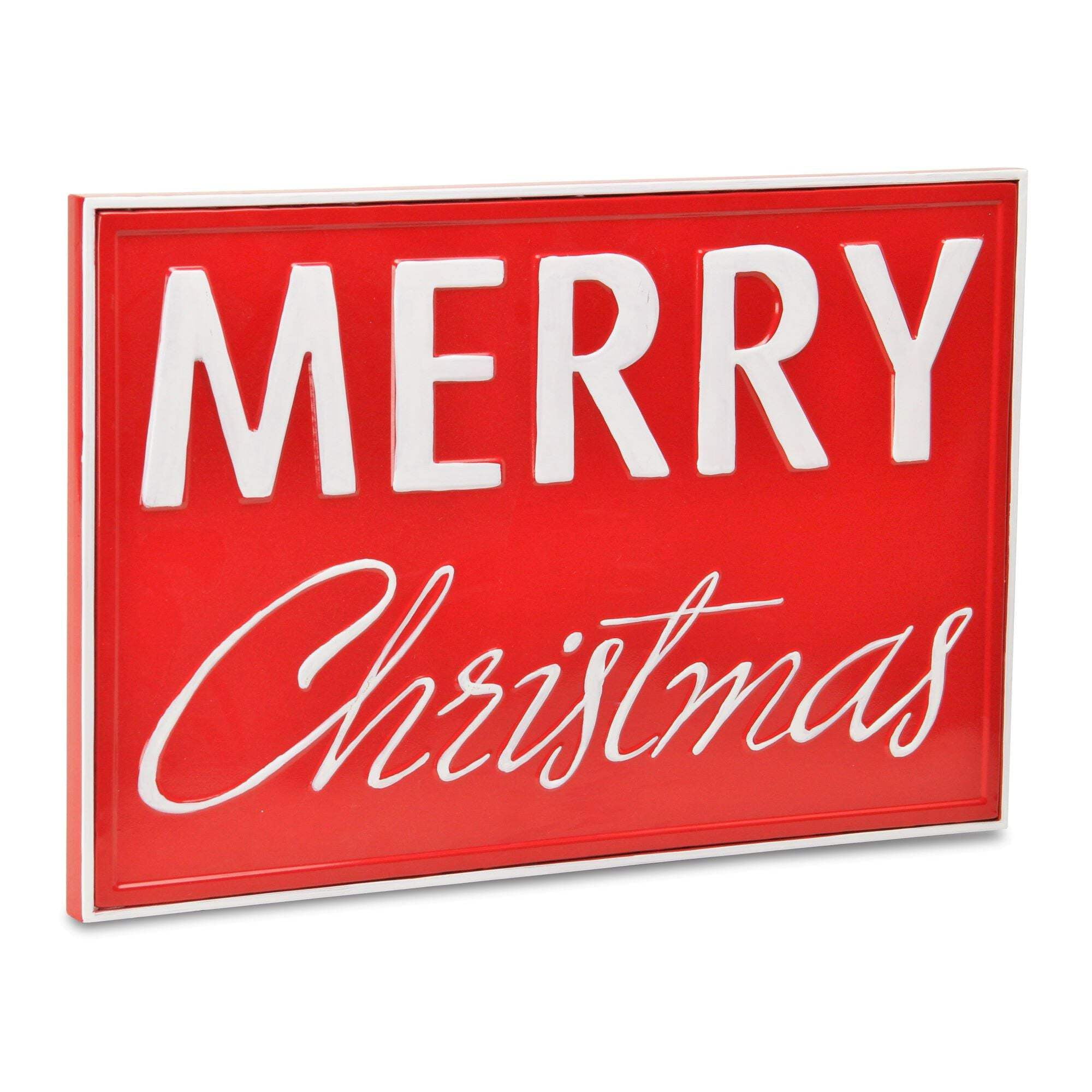 18.5 x 12.25 Red and White Handcrafted Metal Christmas Wall Art