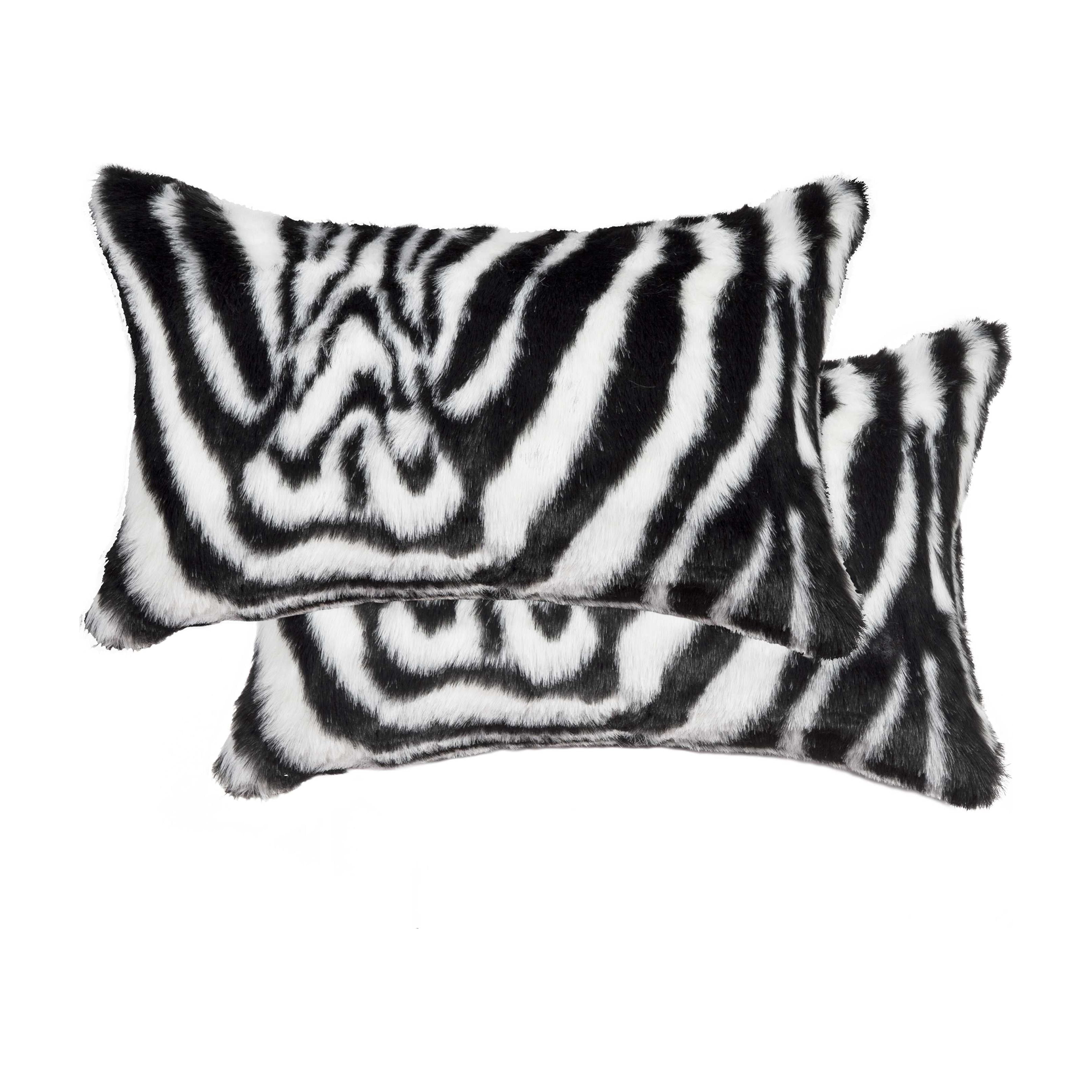 12" X 20" Denton Zebra Black & White Faux 2-Pack Pillow