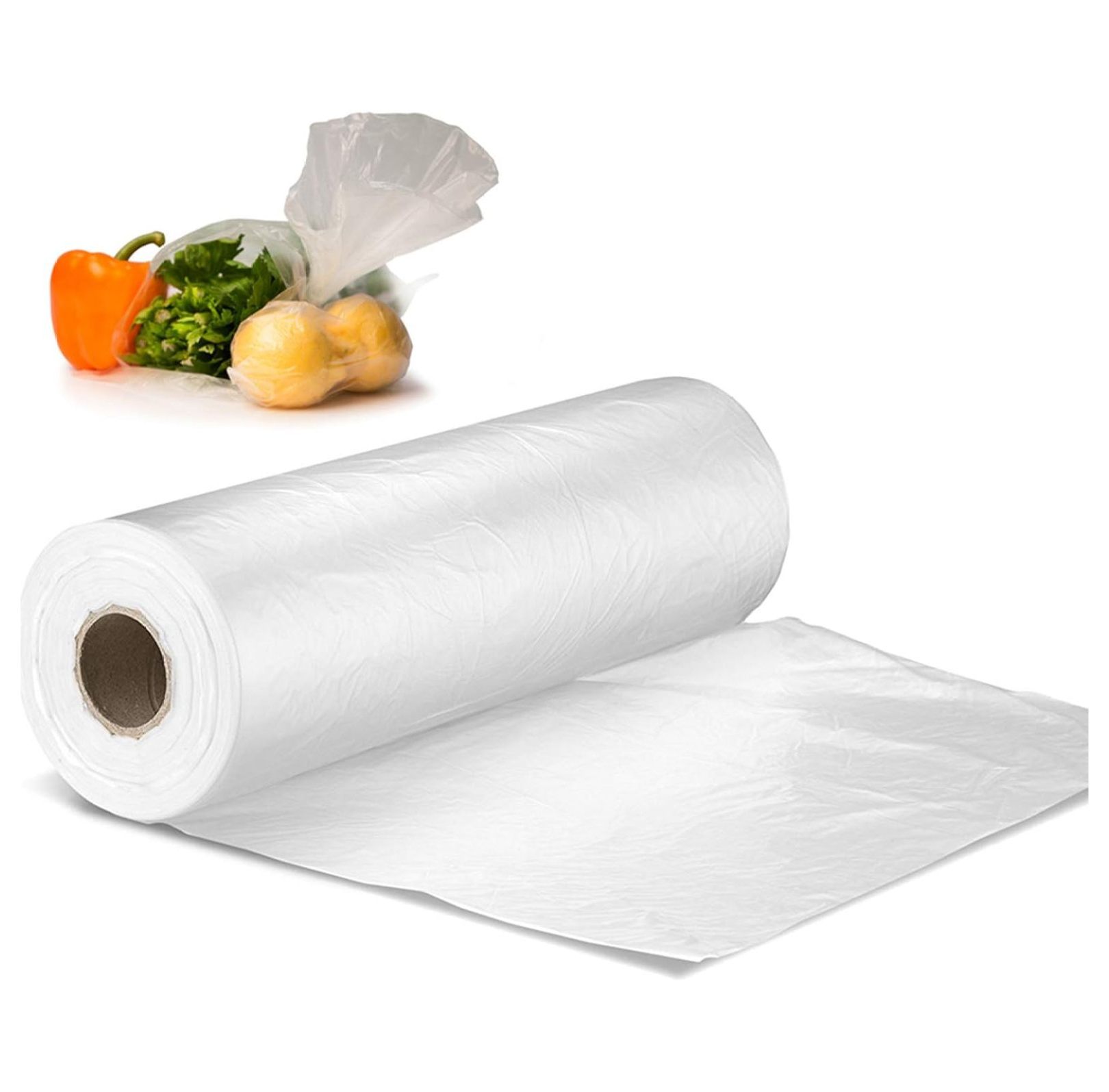 12" X 20" Plastic Produce Bag on a Roll, Bread and Grocery Clear Bag