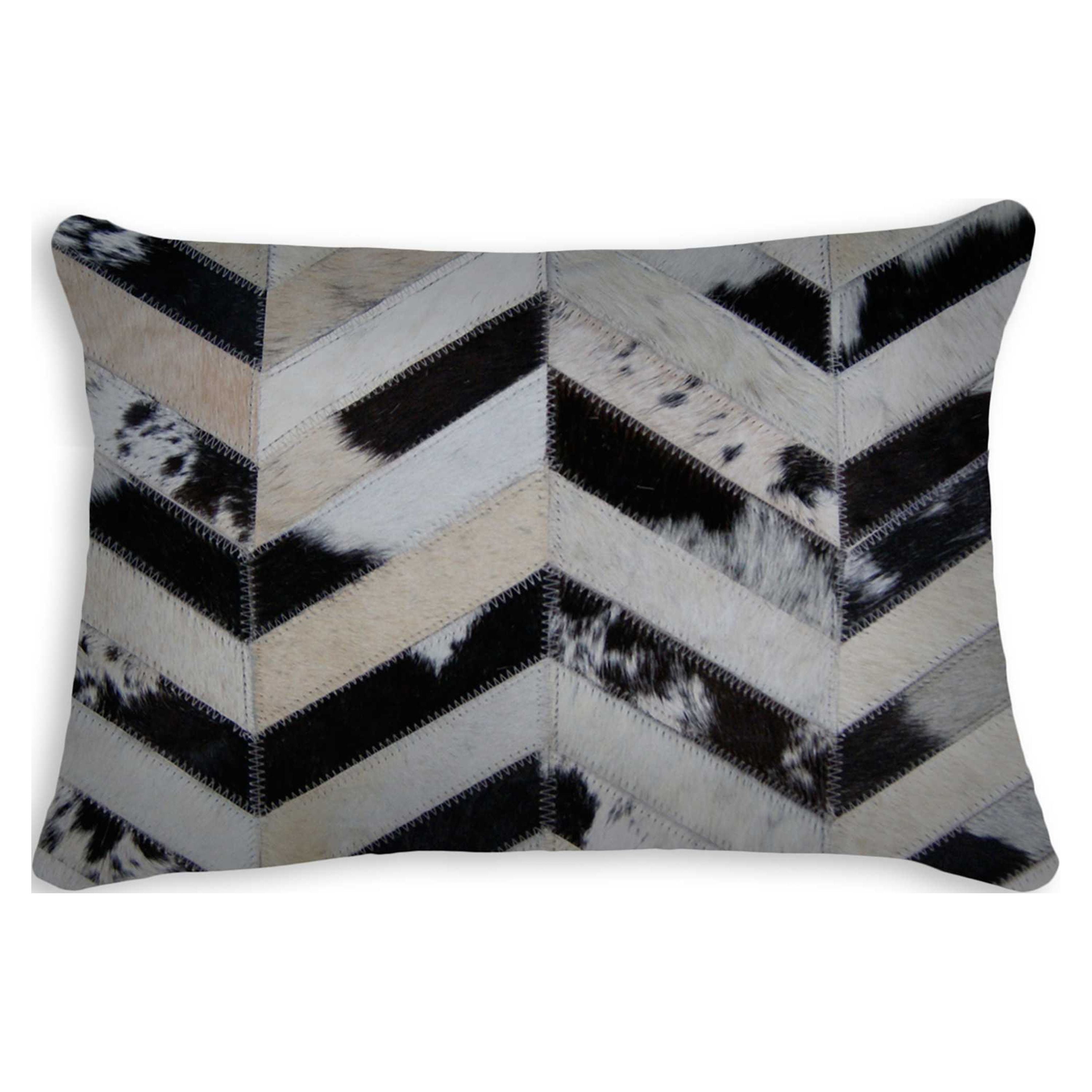 12" x 20" Tricolor Chevron Cowhide Throw Pillow