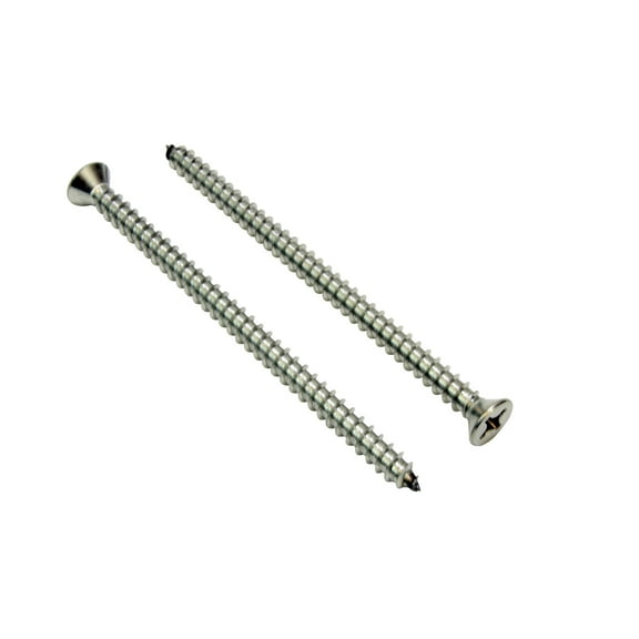 #12 X 3-1/2'' Stainless Flat Head Phillips Wood Screw, (25 pc), 18-8 (304) Stainless Steel Screws by Bolt Dropper