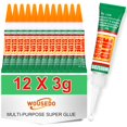 thumbnail image 1 of 12 X 3g Clear, Strong Adhesive, Fast Drying Cyanoacrylate Glue for Wood,Rubber,Leather, Plastic, Metal, Rhinestone Jewelry, DIY Crafts and More, 1 of 3
