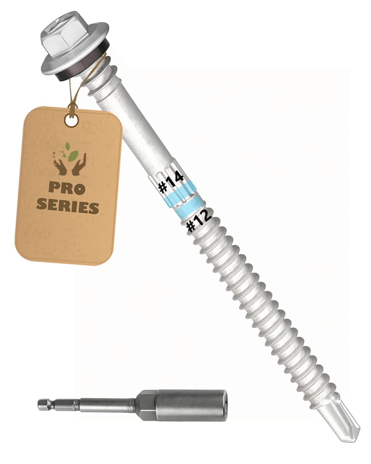 Fasteners Plus #12 X 6 Inch InsulDrill Metal Roofing Screws - Light Gray, Pack Of 100