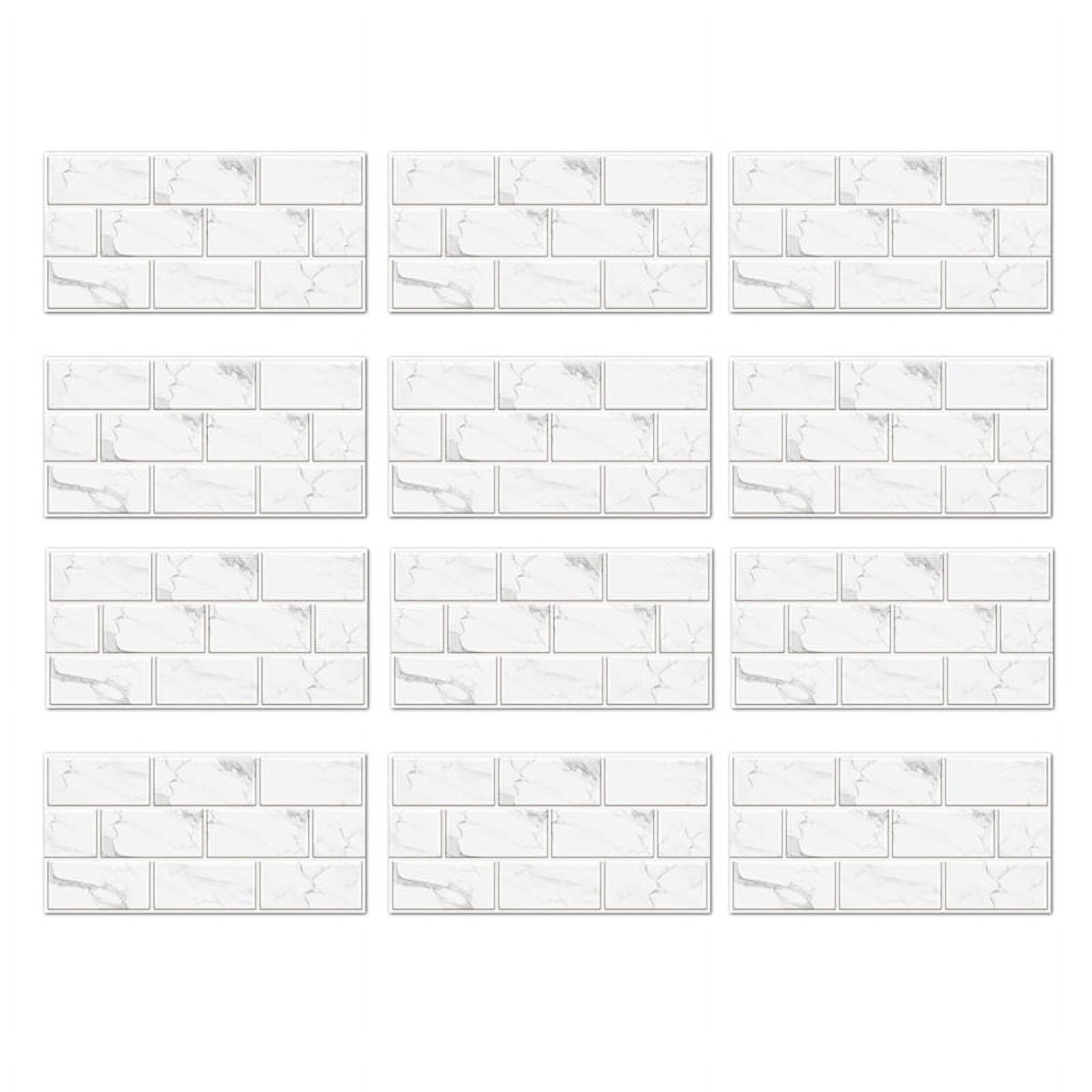 12" X 6" White PVC Peel and Stick Backsplash Tile, for Kitchen 12 Pieces