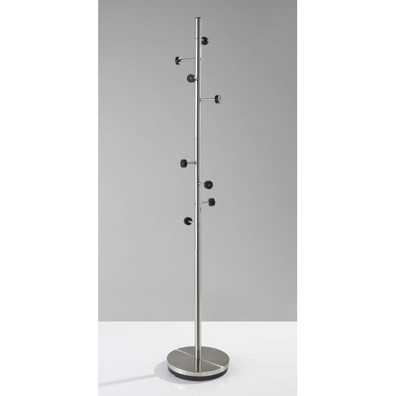 12" X 67.5" Brushed Steel Brushed Steel Coat Rack
