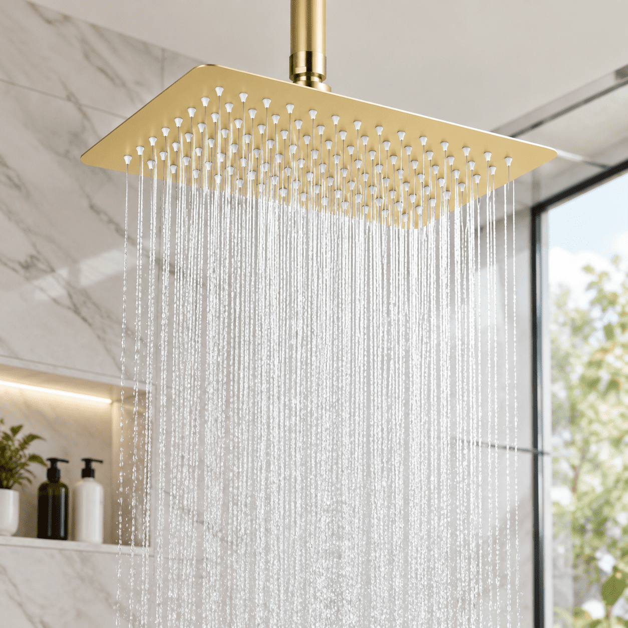 12 X 8 Inch Rectangle Rain Shower Head Brushed All Metal Stainless ...