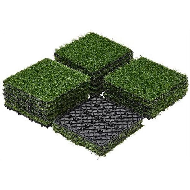 12" X 12" Artificial Grass, Turf Tiles Interlocking SelfDraining Grass