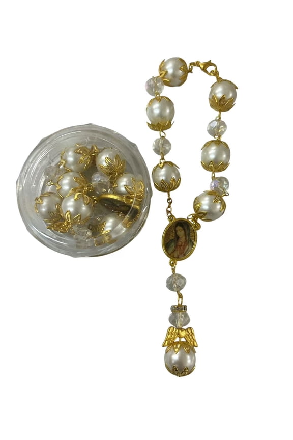 12 X Wholesale Bulk St Benedict Faux Pear Rosaries for Baptism , Wedding , Memorial Religious Favor with Free Gift Box