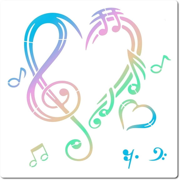 12"X12"Music Note Stencil Heart Templates Plastic Drawing Painting Stencils Templates